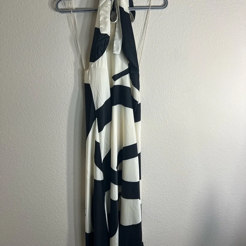 Anthropologie women’s Bardot Citron abstract colorblock print Halter Midi Dress - Picture 4 of 12